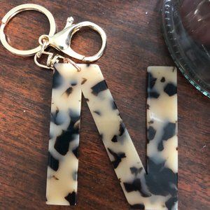 Tortoise "N" Initial keychain with bag clip